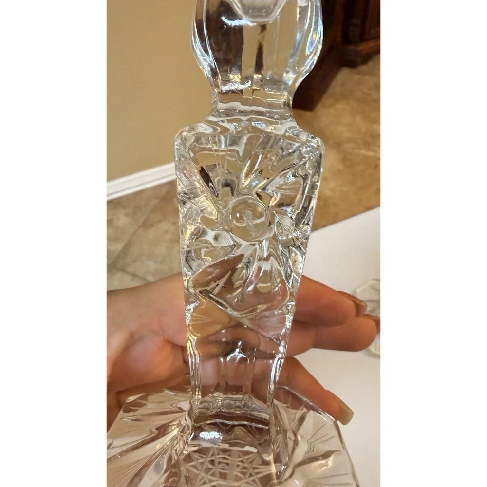 Vintage Cut Crystal Glass Candlestick Holders Set of 2 Starburst‎ Octagon